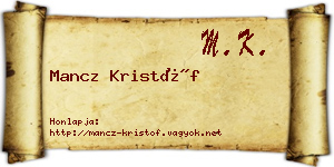 Mancz Kristóf névjegykártya